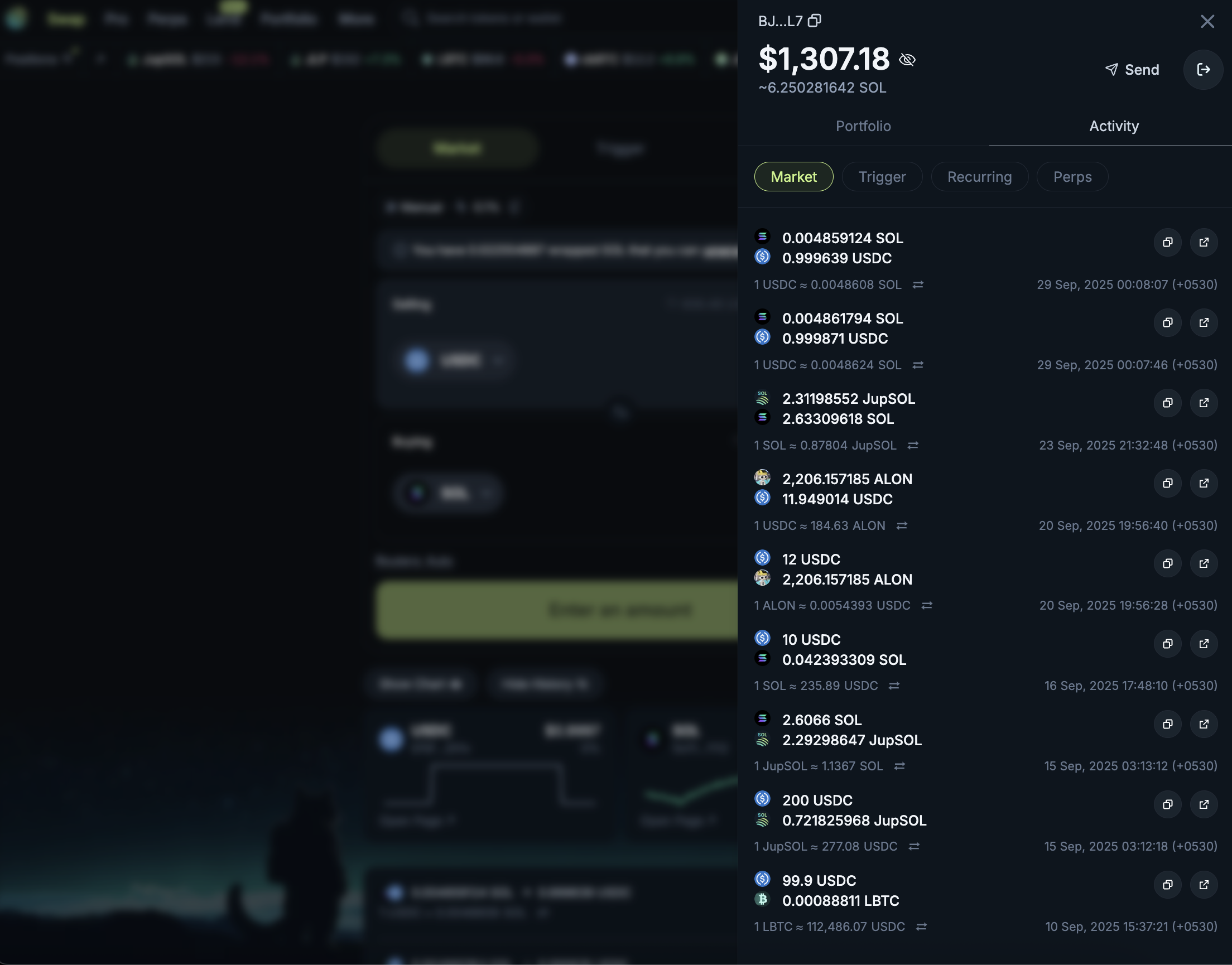 Where can I see my Swap history? – Jupiter Exchange