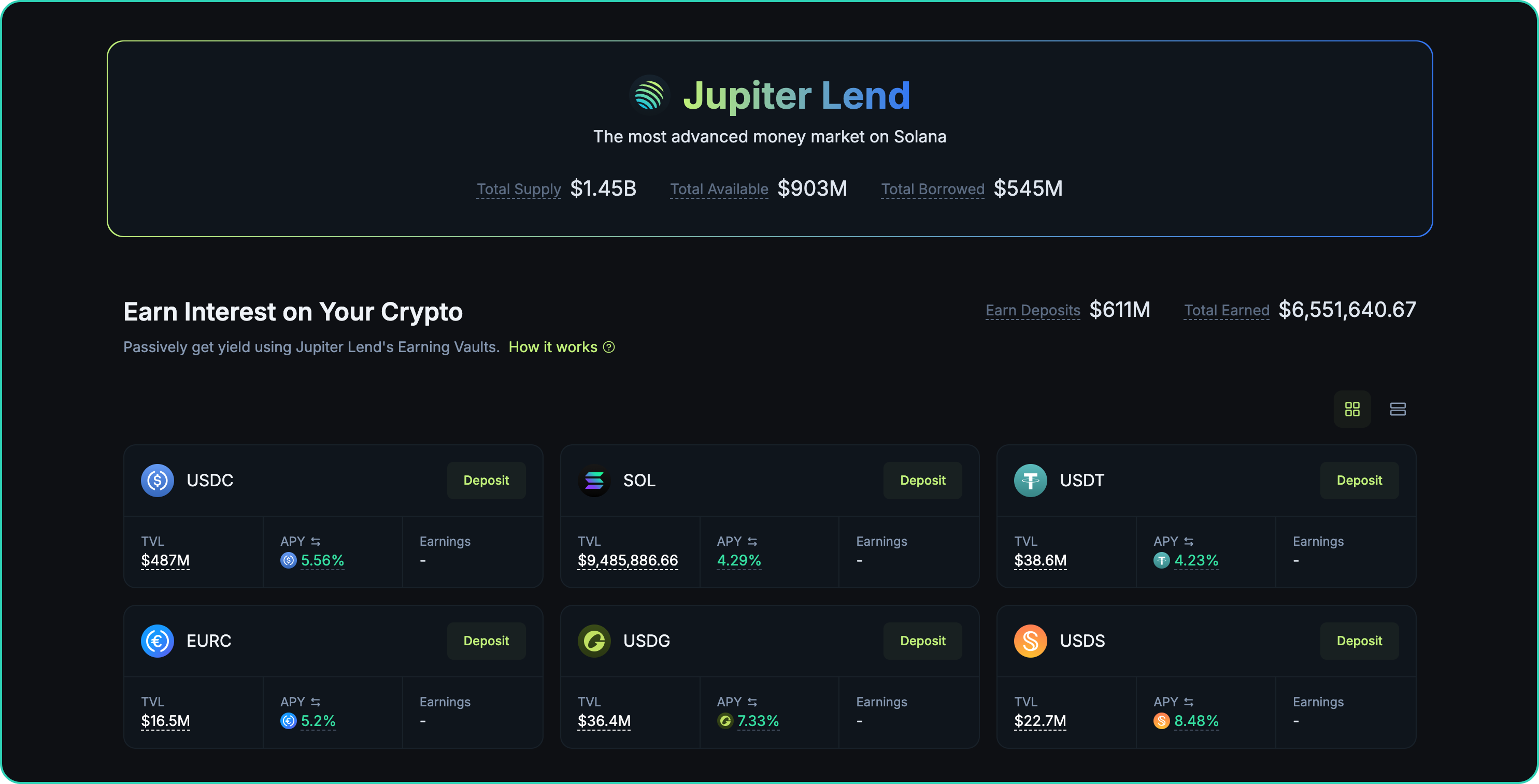 Interacting with Earn – Jupiter Exchange